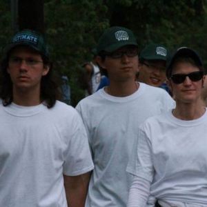 Safety volunteers at Mill Fest in Athens, Ohio patrol the street party hoping to keep the peace. (Credit, Anthony Aerni, The Essay Magazine)
